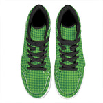 Green Houndstooth Pattern Print High Top Leather Sneakers