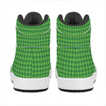 Green Houndstooth Pattern Print High Top Leather Sneakers