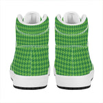 Green Houndstooth Pattern Print High Top Leather Sneakers