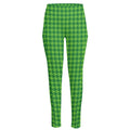 Green Houndstooth Pattern Print High-Waisted Pocket Leggings
