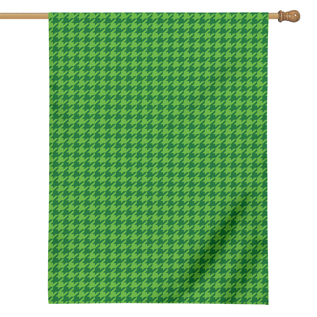 Green Houndstooth Pattern Print House Flag