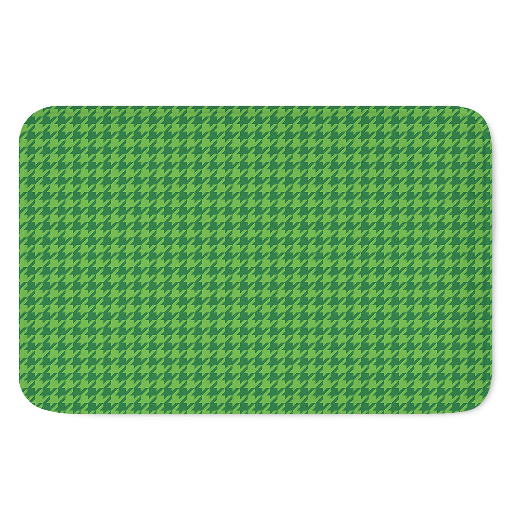 Green Houndstooth Pattern Print Indoor Door Mat