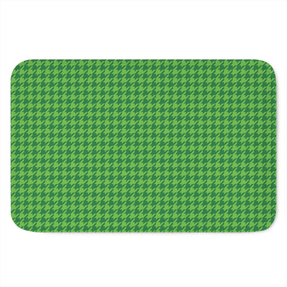 Green Houndstooth Pattern Print Indoor Door Mat