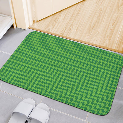 Green Houndstooth Pattern Print Indoor Door Mat