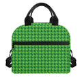 Green Houndstooth Pattern Print Insulated Lunch Bag