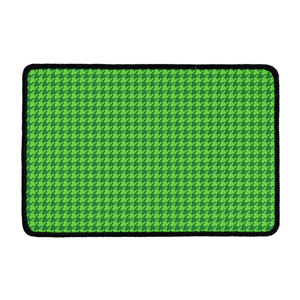 Green Houndstooth Pattern Print Kitchen Mat