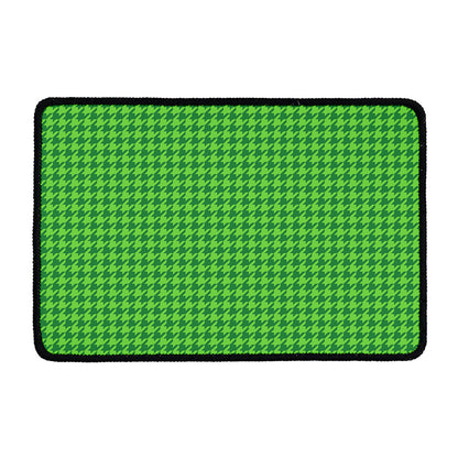 Green Houndstooth Pattern Print Kitchen Mat