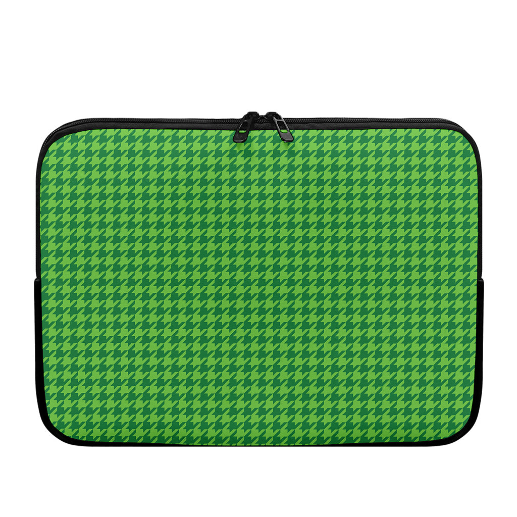 Green Houndstooth Pattern Print Laptop Sleeve