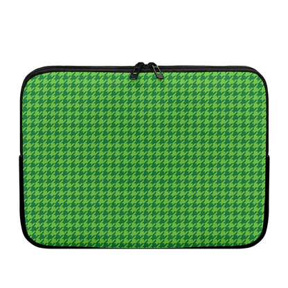 Green Houndstooth Pattern Print Laptop Sleeve