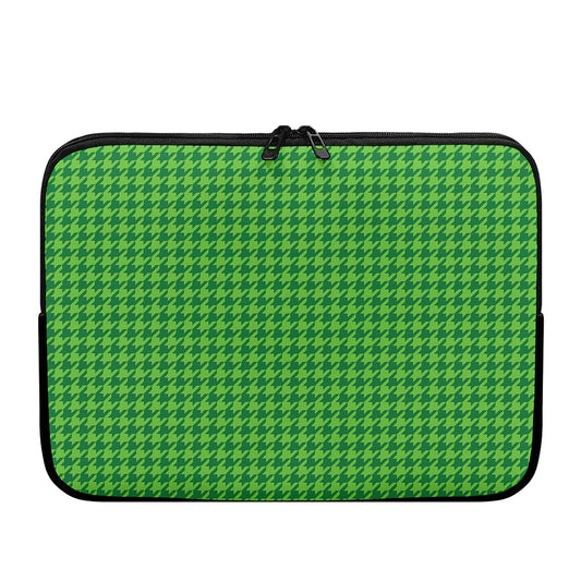 Green Houndstooth Pattern Print Laptop Sleeve