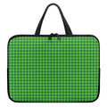 Green Houndstooth Pattern Print Laptop Sleeve With Handle