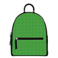 Green Houndstooth Pattern Print Leather Backpack