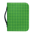 Green Houndstooth Pattern Print Leather Bible Cover