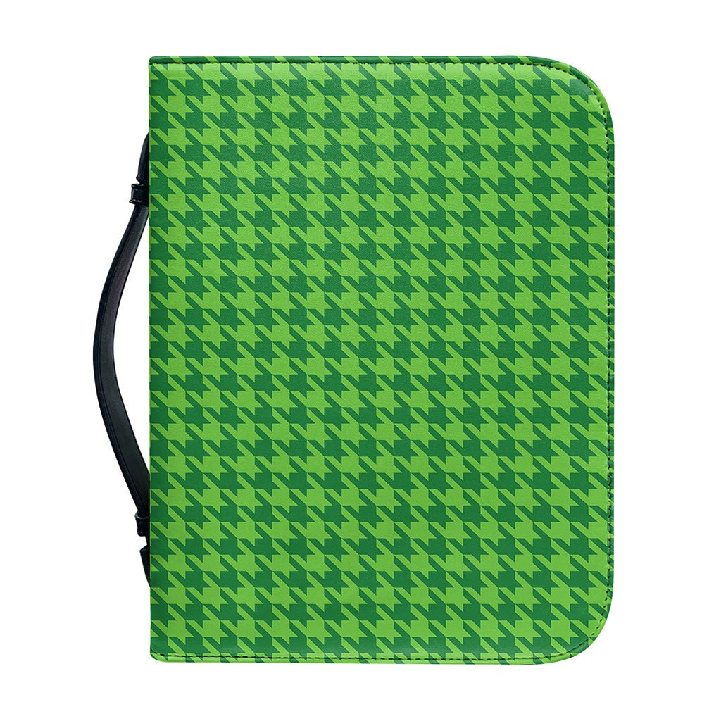 Green Houndstooth Pattern Print Leather Bible Cover