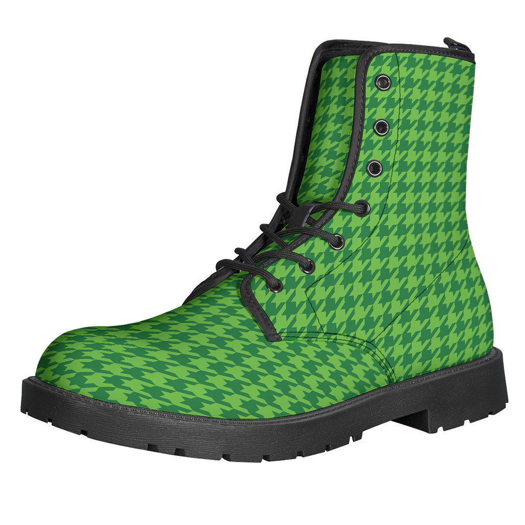 Green Houndstooth Pattern Print Backpack