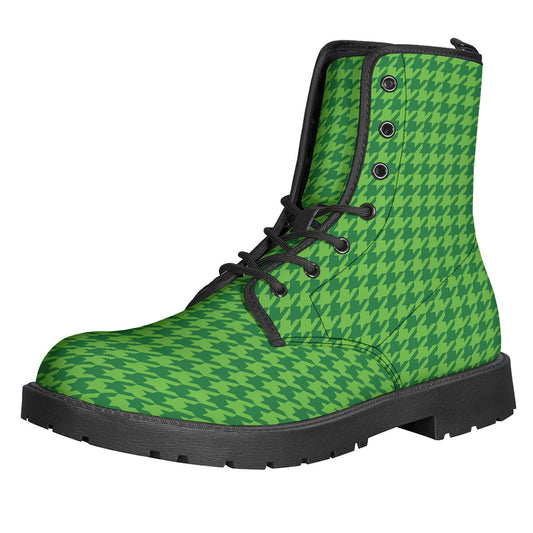 Green Houndstooth Pattern Print Backpack