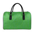 Green Houndstooth Pattern Print Leather Duffel Bag