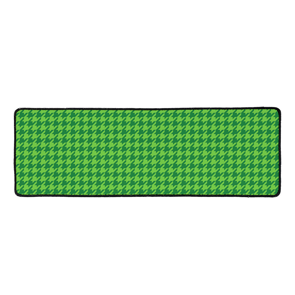 Green Houndstooth Pattern Print Long Kitchen Mat