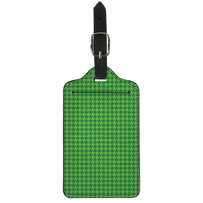 Green Houndstooth Pattern Print Luggage Tag