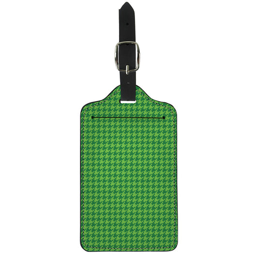 Green Houndstooth Pattern Print Luggage Tag