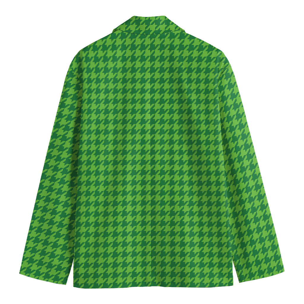 Green Houndstooth Pattern Print Men's Blazer