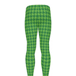 Green Houndstooth Pattern Print Men's leggings