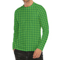 Green Houndstooth Pattern Print Men's Long Sleeve Rash Guard
