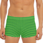 Green Houndstooth Pattern Print Men's Short Boxer Briefs