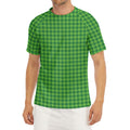 Green Houndstooth Pattern Print Men's Short Sleeve Rash Guard