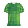 Green Houndstooth Pattern Print Men's Athletic T-Shirt
