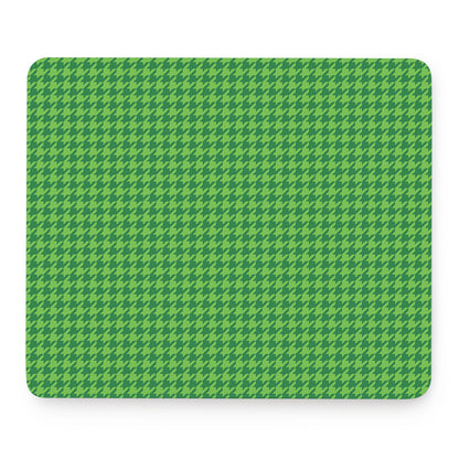 Green Houndstooth Pattern Print Mouse Pad