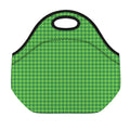 Green Houndstooth Pattern Print Neoprene Lunch Bag