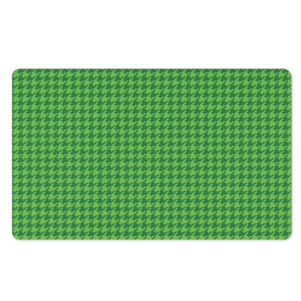 Green Houndstooth Pattern Print Polyester Doormat