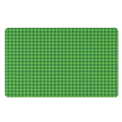 Green Houndstooth Pattern Print Polyester Doormat