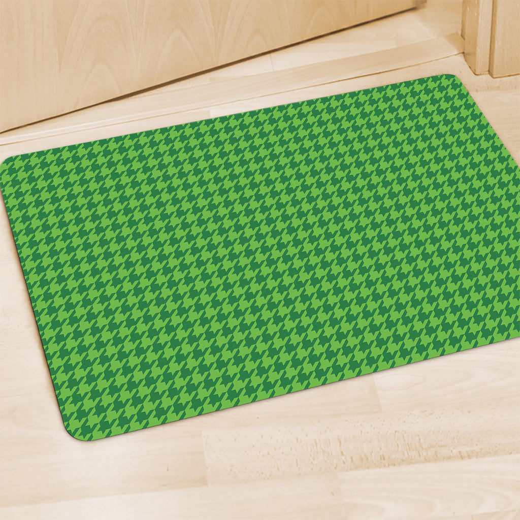 Green Houndstooth Pattern Print Polyester Doormat