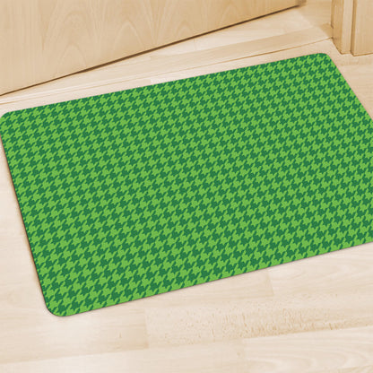Green Houndstooth Pattern Print Polyester Doormat
