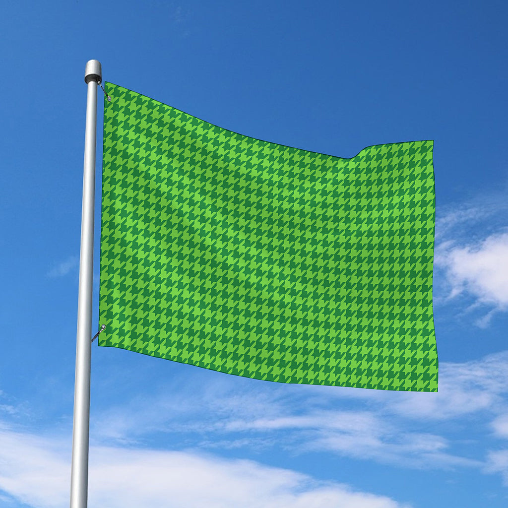 Green Houndstooth Pattern Print Polyester Flag