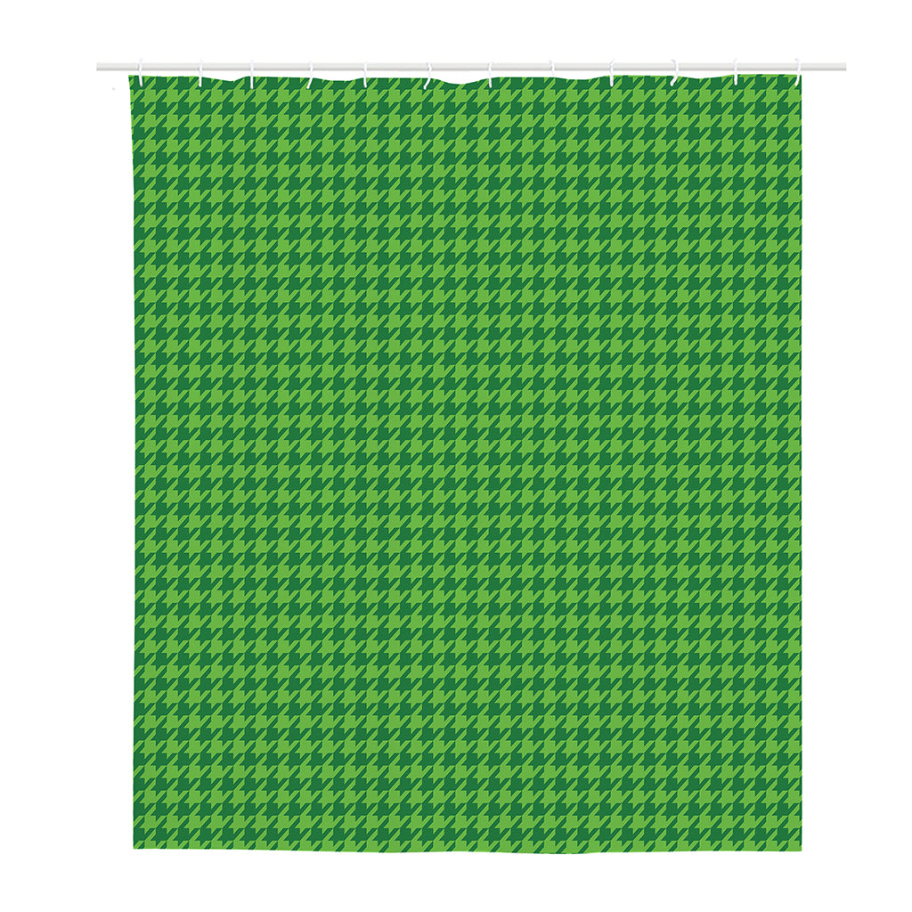 Green Houndstooth Pattern Print Polyester Shower Curtain