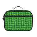 Green Houndstooth Pattern Print Portable Lunch Bag