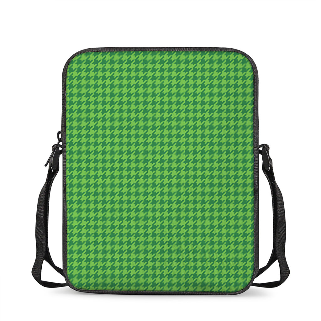 Green Houndstooth Pattern Print Rectangular Crossbody Bag