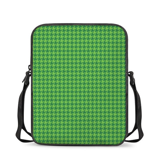 Green Houndstooth Pattern Print Rectangular Crossbody Bag