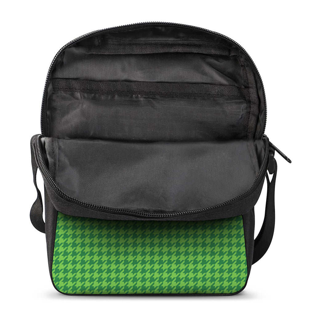 Green Houndstooth Pattern Print Rectangular Crossbody Bag