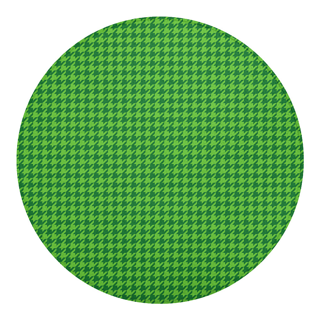 Green Houndstooth Pattern Print Round Blanket