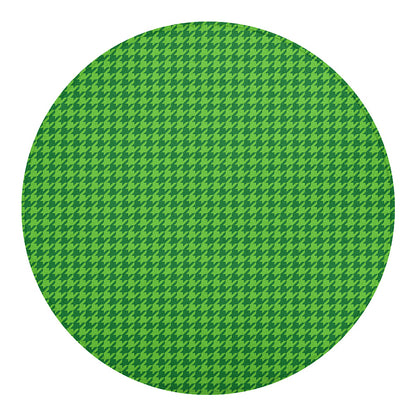 Green Houndstooth Pattern Print Round Blanket