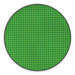 Green Houndstooth Pattern Print Round Floor Mat
