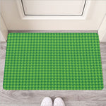 Green Houndstooth Pattern Print Rubber Doormat