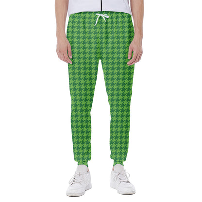 Green Houndstooth Pattern Print Scuba Joggers