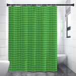 Green Houndstooth Pattern Print Shower Curtain