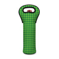 Green Houndstooth Pattern Print Single Neoprene Wine Tote