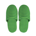 Green Houndstooth Pattern Print Slippers